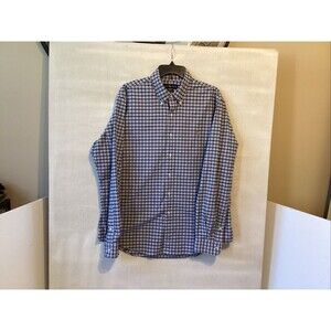 ralph lauren mens shirt slim fit stretch Oxford XL button front blue plaid